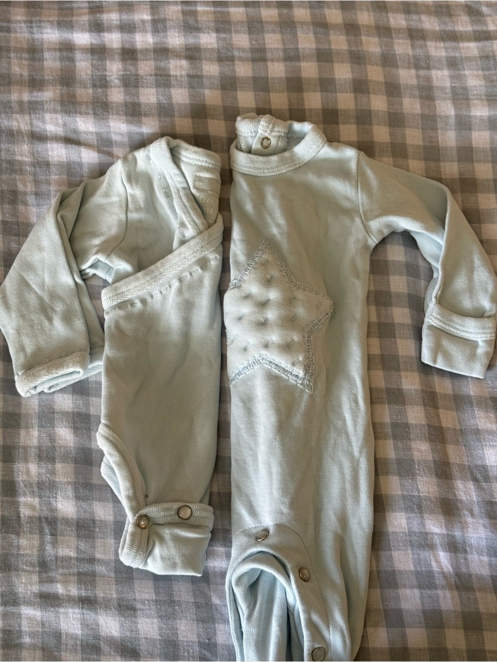 L’ovedbaby Bundle - 2 Light Blue Onesie 0-3M